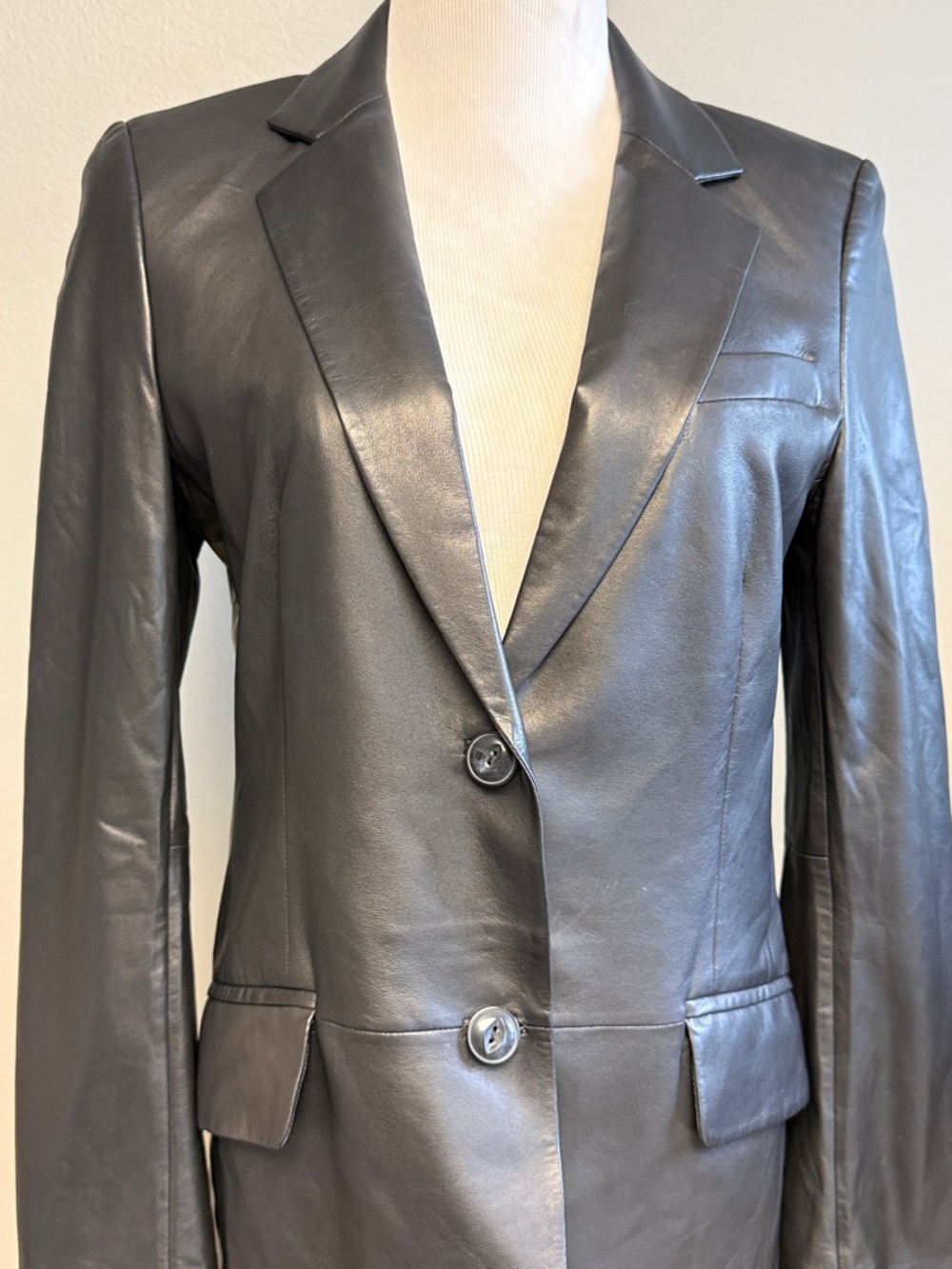 Rag & Bone Lamb Leather Blazer Black Size 2 Tailored Jacket - Picture 2 of 9